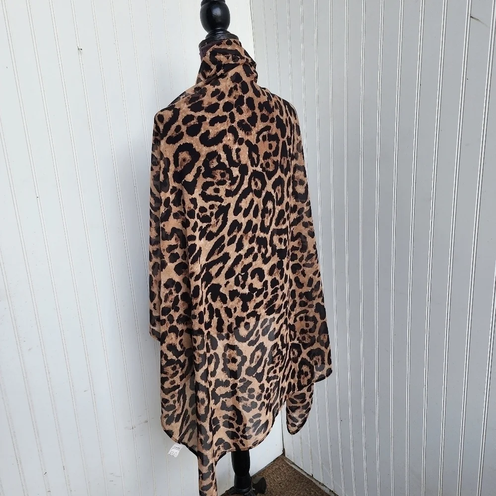 Shein Brown Cheetah Print Multi Use Head Scarf Wrap Adults One Size